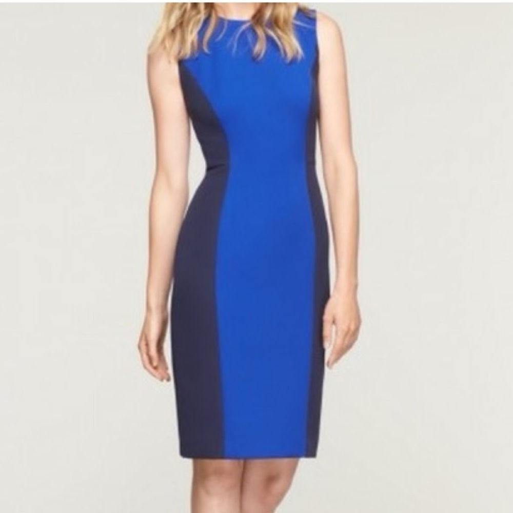 Milly Royal Blue and Black Sleeveless Scuba Sheath Dress